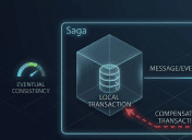 Diagrama do Saga Pattern com fluxo de transações distribuídas